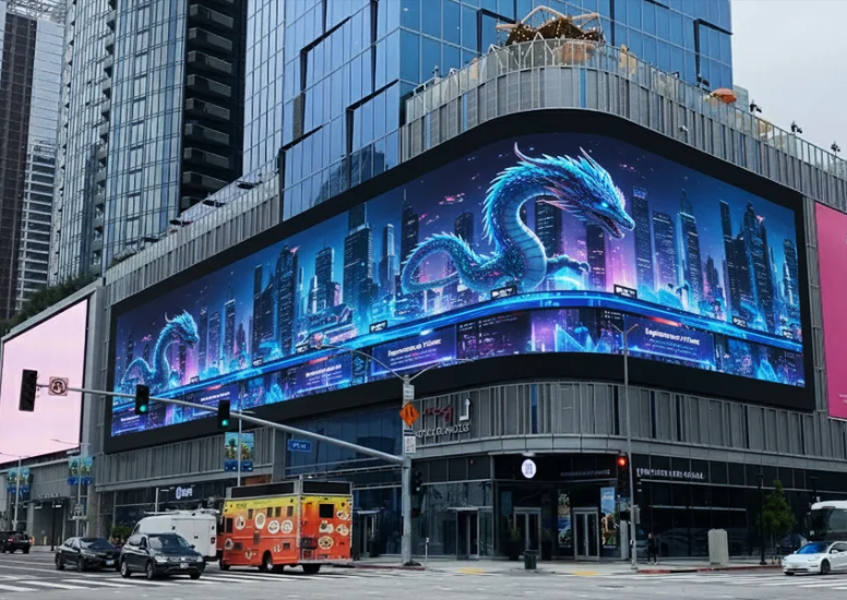 Out of home advertising billboard on a busy city road