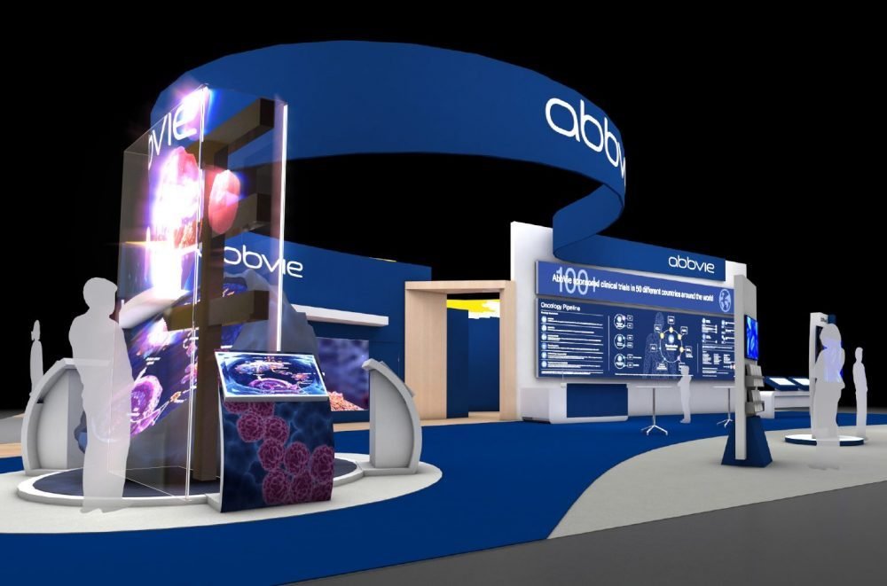 3D visualization of exhibition stall design for corporate events in India